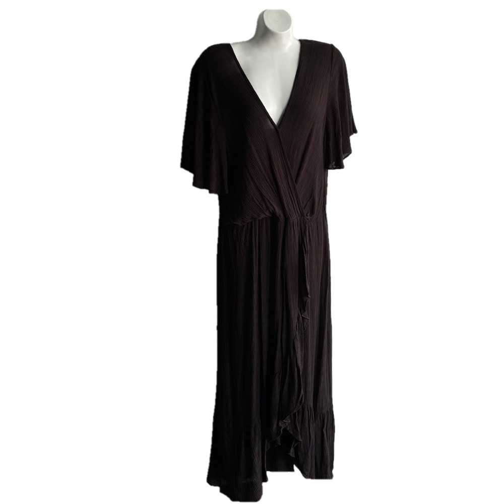 Rewind Faux wrap ruffled Black Dress size XLarge poly/Rayon blend
